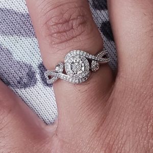 Sterling Silver Cluster Diamond Ring